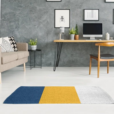 Tapis bleu/jaune