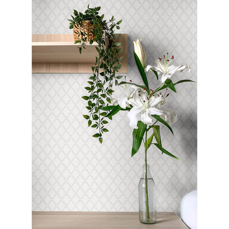 Trevor Sage Leaf Trellis Wallpaper, Sage