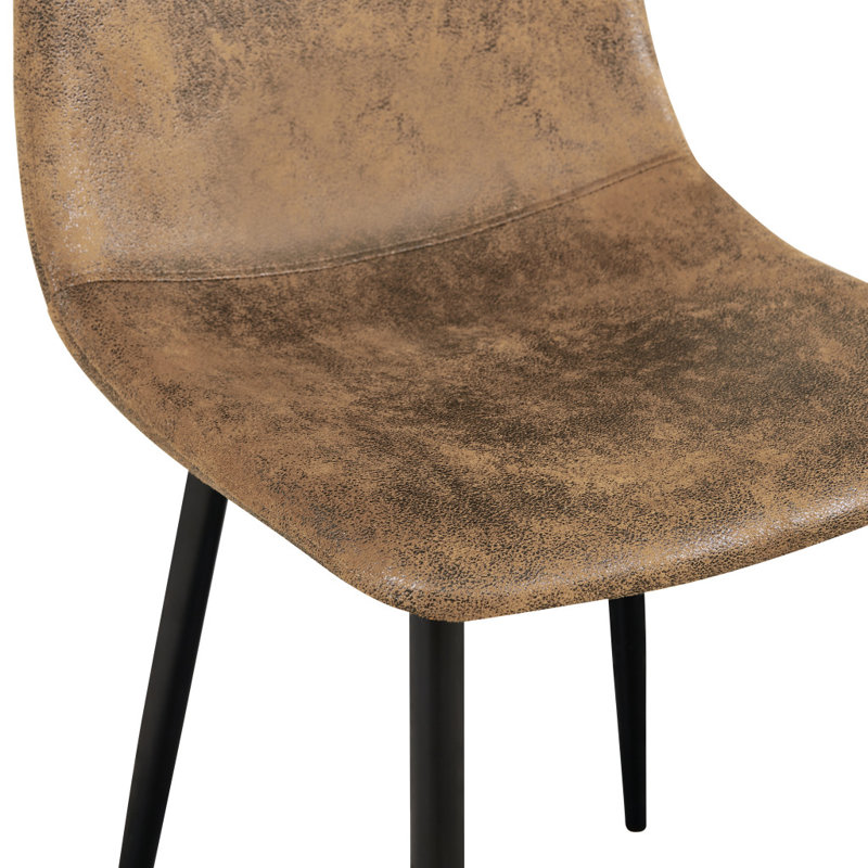 Ensemble de quatre chaises d'appoint de salle à manger rembourrées en suède brun et noir