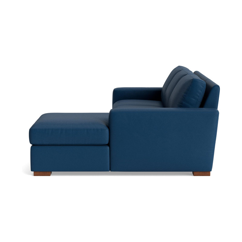 Couch Potato Chaise Sectional, Right Hand Facing, Leather - Deep Blue