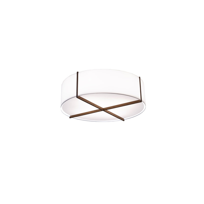 Plafonnier encastré Plura, Noyer teint foncé, Blanc brillant, L 8,4 po x L 30 po x P 30 po