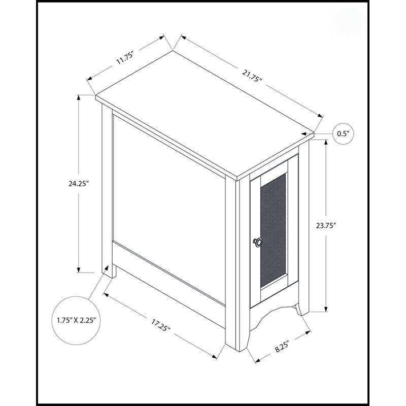 Table d'appoint étroite avec rangement, parfaite pour les petits espaces dans les chambres et les salons, design élégant et fonctionnel