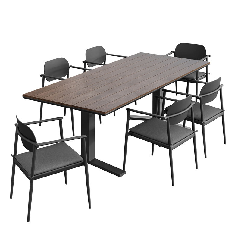 Ensemble repas d'extérieur en aluminium 7 pièces Aeris , Gris anthracite / brun / gris anthracite
