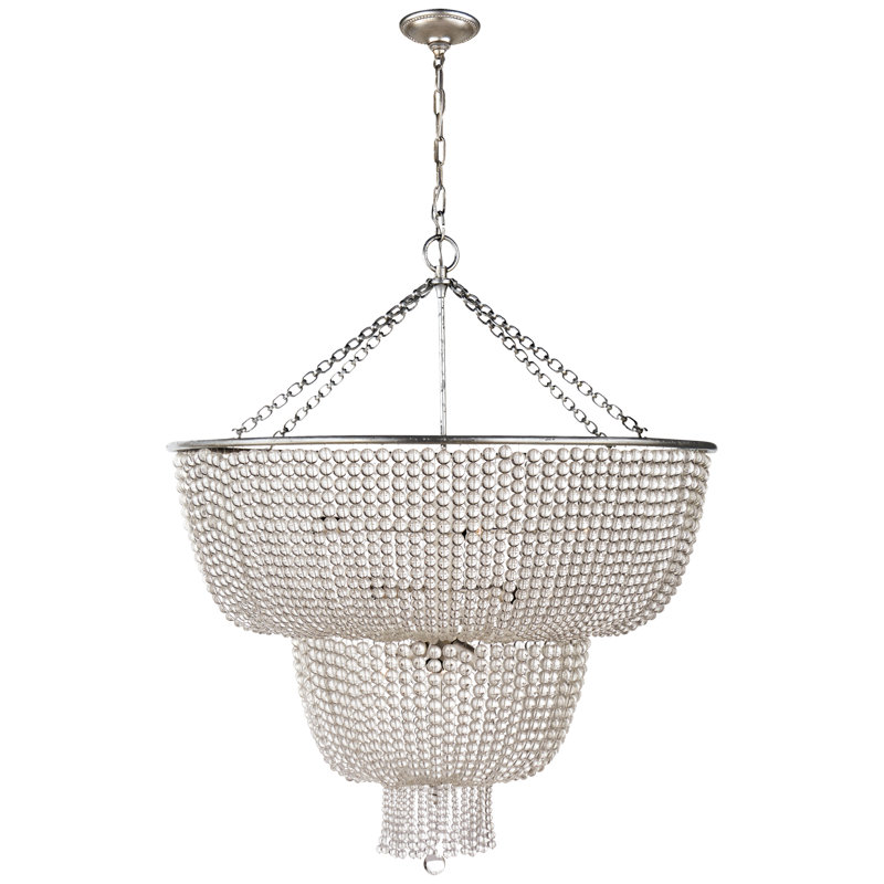 AERIN Jacqueline Two-Tier Chandelier, Burnished Silver Leaf, Clear