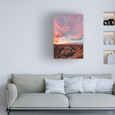 Wrapped Canvas Wall Art - Jon Evan '180 Degress of Sunset' Wall Art for Living Room, Bedroom, or Office Décor  - 30x47
