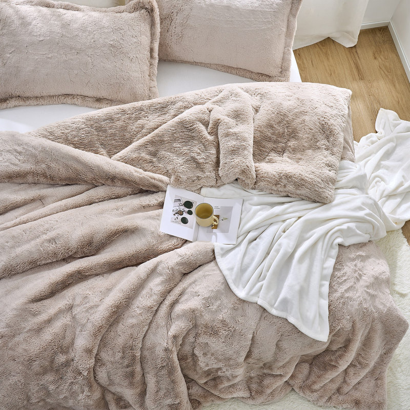 Ensemble d'édredon surdimensionné Chunky Bunny Bestie - Coma, Édredon pour très grand lit + 2 taies décorativ, Brun