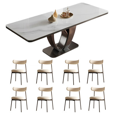 Home rectangular rock plate table and chair set