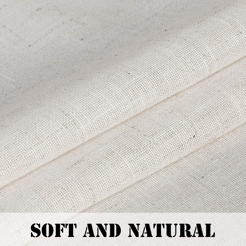 Lyla Linen Solid Color Bedroom Privacy Window Drapes Energy Saving Light Filtering Sheer Woven Linen Elegant Grommet 2 Curtain Panels