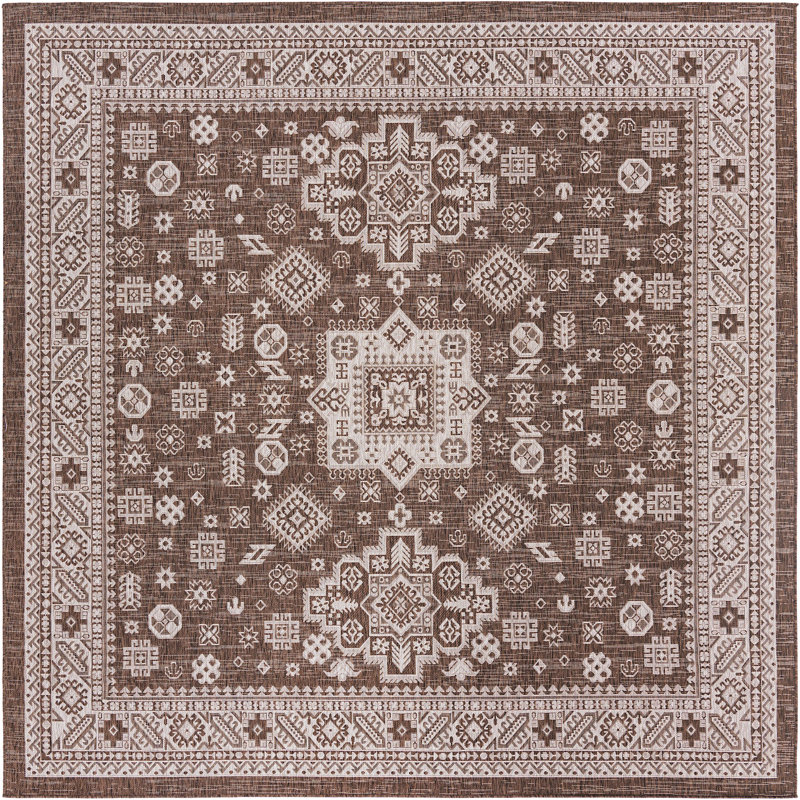 Outdoor Chand Area Rug Brown Color, Square 10'