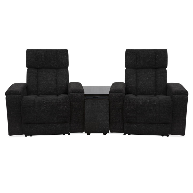 Sièges de cinéma maison 2 places avec coin et audio immersif Danya Zero Gravity Power, Polyester ébène Cabot