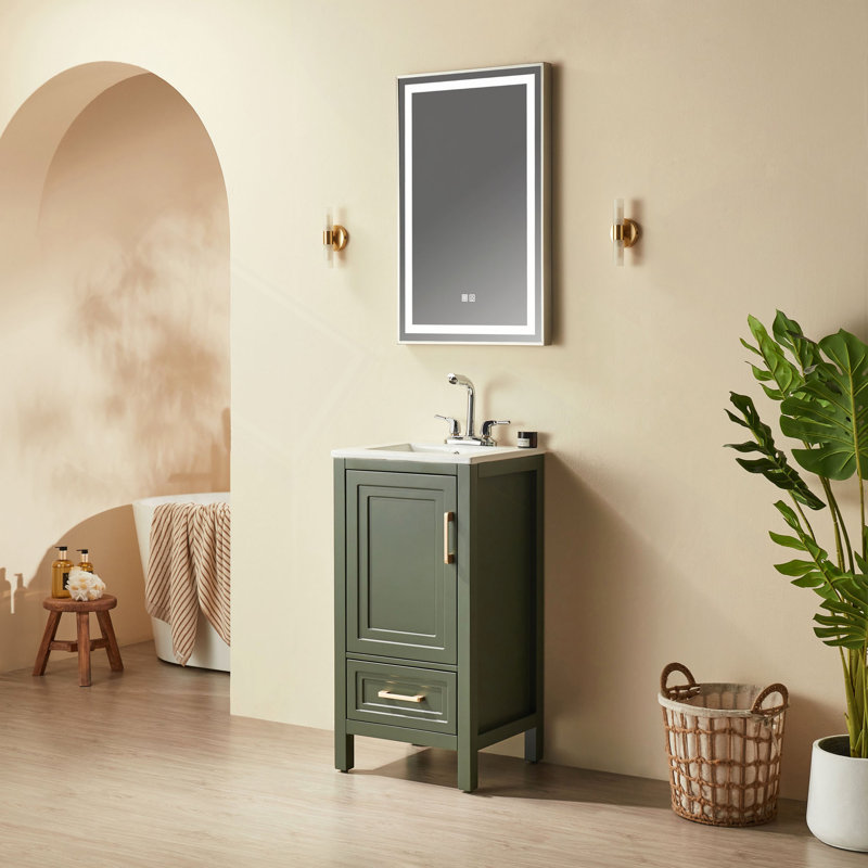 Meuble-lavabo simple autoportant de 18 po avec plateau entièrement assemblé
