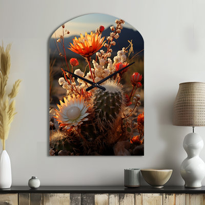 Gehman Desert Euphoria Cactus II - Desert Arch Metal Wall Clock, Global Asymmetrical Wall Clock Print