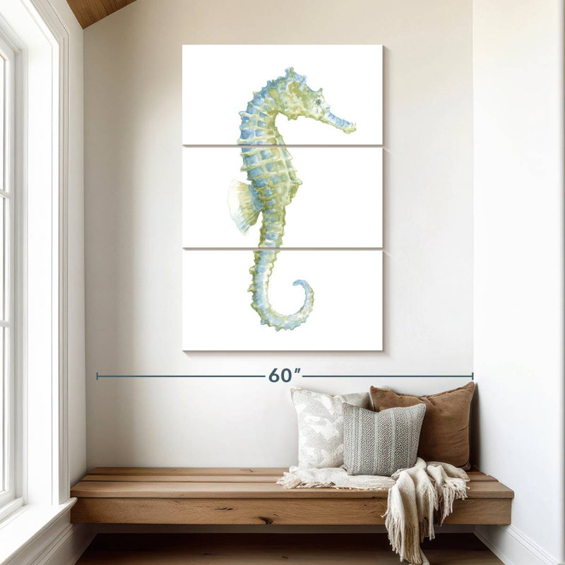 Brampt aquarelle hippocampe I, H 50 po x l 32 po