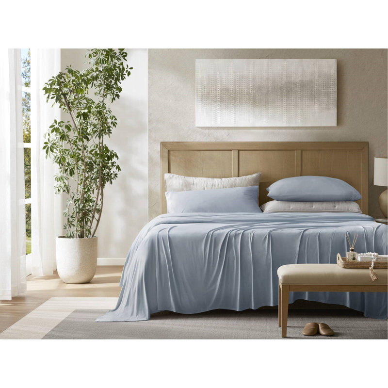 Ensemble de draps en jersey extensible 4 pièces, bleu