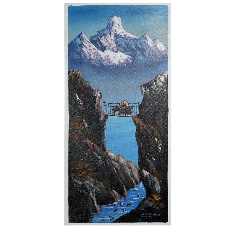 Peinture du Mont Ama Dablam Yak Crossing | Huile sur toile
