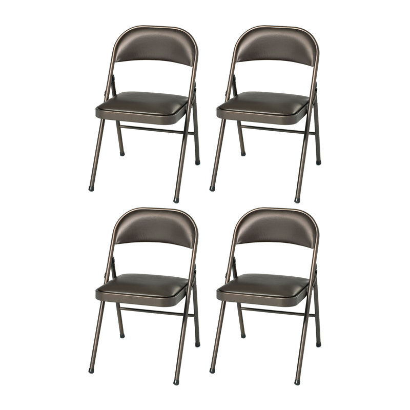 Red Barrel Studio® Sudden Comfort Deluxe Cinnabar Vinyl Seat Padded Folding Chair, (Set of 4)