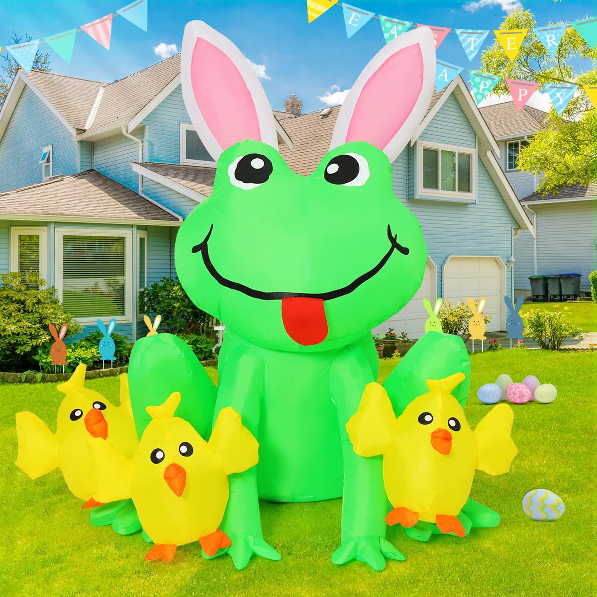 The Holiday Aisle® Easter Inflatable 3.6 Ft Easter Inflatable Frog Outdoor Decorations Blow Up