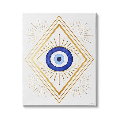 Œil bleu vif, décorations géométriques rétro, formes XXL, giclée noire, art texturé par Amanda Greenwood