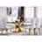 Lizhet Black Dining Table With 65" High Gloss Top and Double X Polished Metal Legs