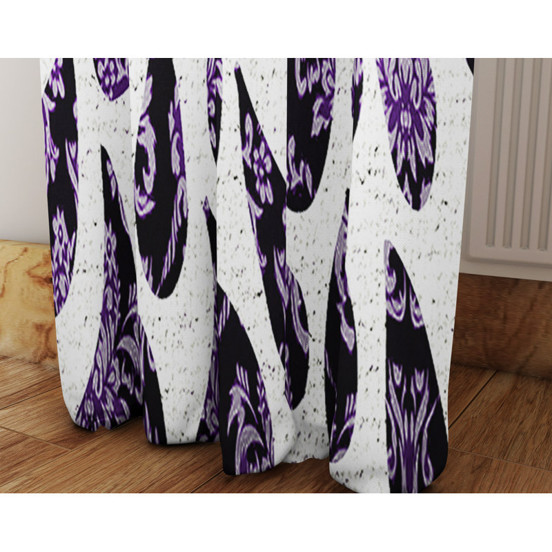 Panneau de rideau semi-transparent Paisley, Noir/mauve, l 20 po x L 61 po