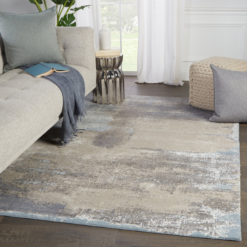Tapis gris tissé à la machine LaBarbera, Rectangle 9 pi x 12 pi 6 po