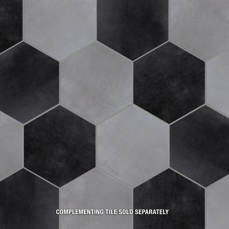 Industrial Hex 8-1/2 In. X 9-7/8 In. Porcelain Modern Look Wall & Floor Tile, Silver