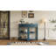 Console cannelée demi-lune avec tiroir et 2 tablettes pour le hall d'entrée, le salon et le couloir-741431598
