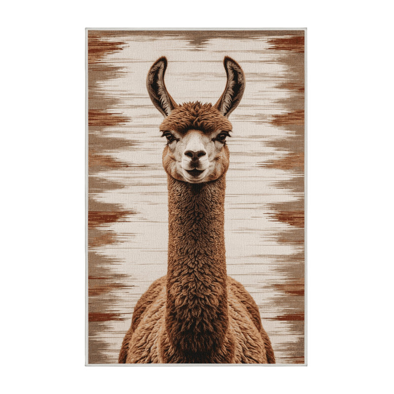  Washable Guanaco Wildlife Area Rug, Rectangle 2' x 3'