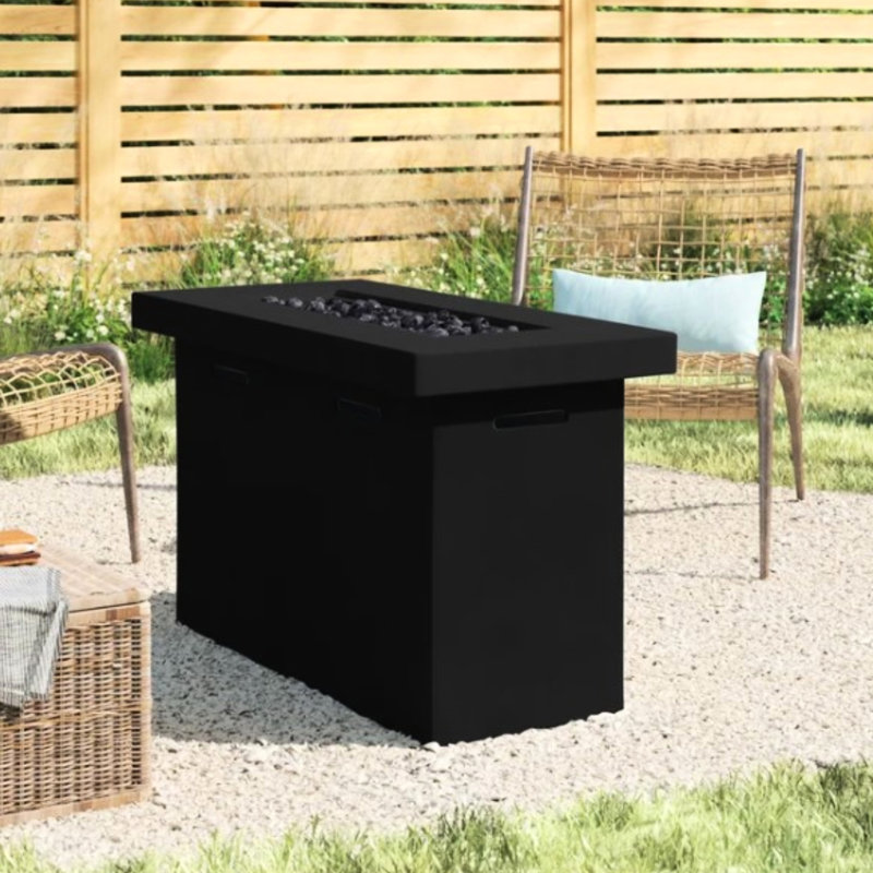Outdoor Fiber Reinforced Concrete Propane Fire Pit Table, 25" X 42", Heat , Rust And