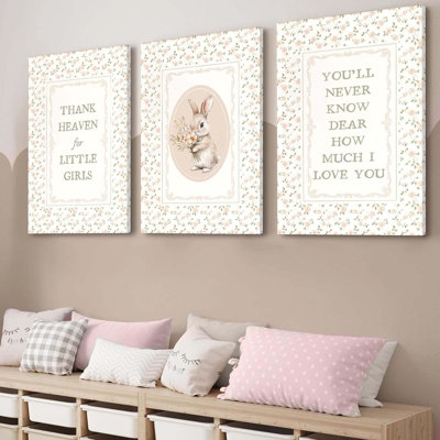 Pink Baby Girl Nursery Wall Art Quote Nursery Wall Decor Cute Rabbit Picture Painting You'll Never Know Dear Poster Print Artwork For Baby Room Girl Room Kids Room Playroom Decoration 12X16 Inch