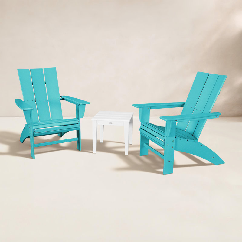 Ensemble Adirondack 3 pièces POLYWOOD, Aruba / blanc