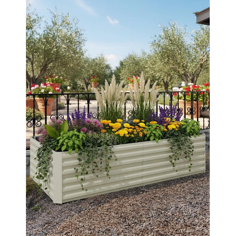 24" Tall Galvanized Raised Garden Bed, Beige, 24" H x 72" W x 36" D, 1