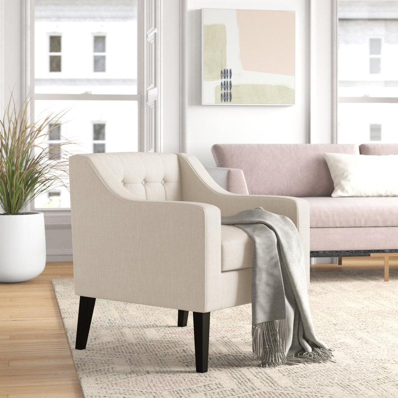 Fauteuil capitonné Bohannon, Beige foncé