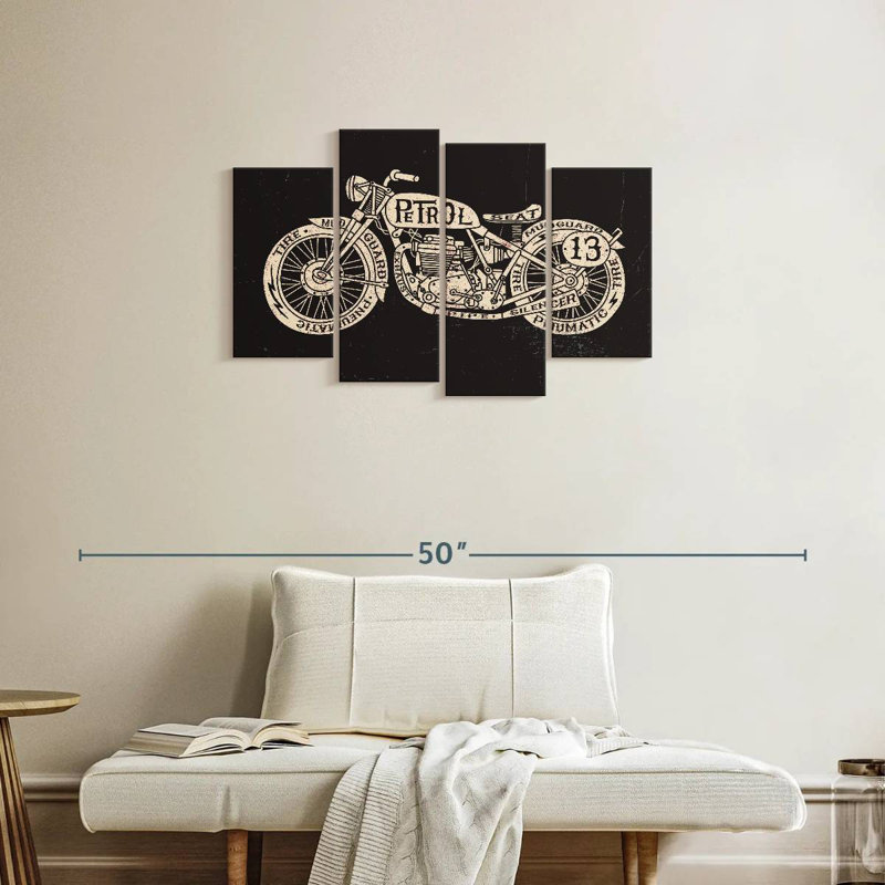 Mehar, typographie de motos rétro, H 22 po x l 36 po