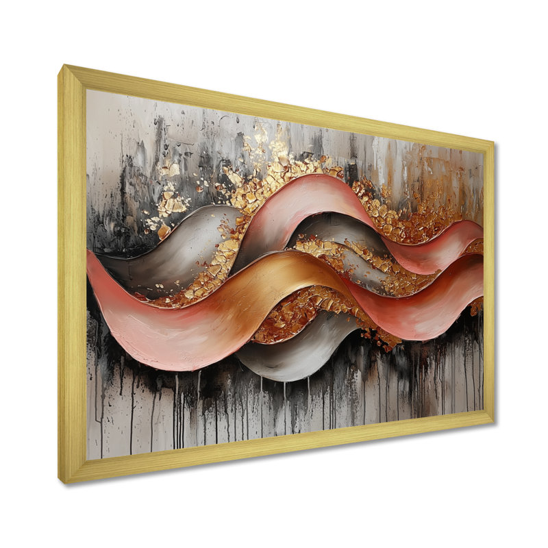 Offord - Abstract Wall Art, Reproduction encadrée d'une seule photo, H 34 po x l 44 po, Doré
