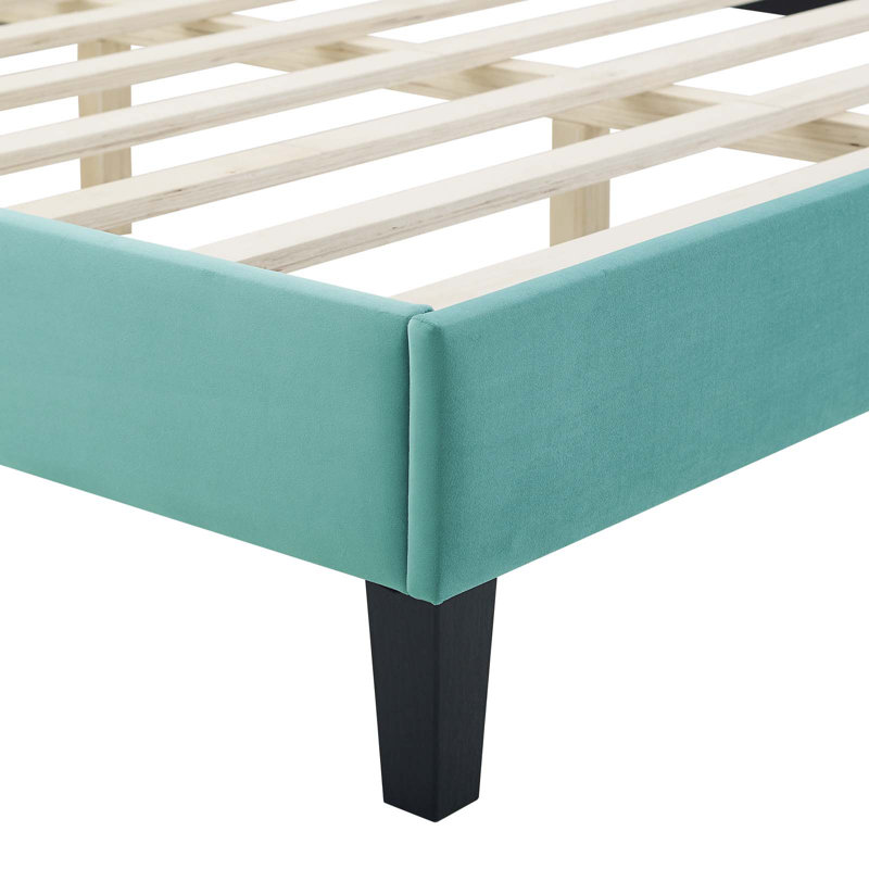 Lit plateforme en velours Performance Modway Phillipa, Double, Menthe