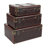 Marissa Faux Leather Nesting Upholstered Decorative Brown Trunk with Vintage Accents and Studs Set