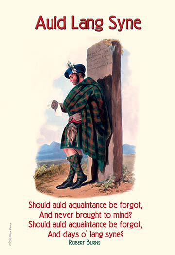 « auld lang syne » par robert brûlures, publicité rétro, H 42 po x l 28 po x P 1,5 po