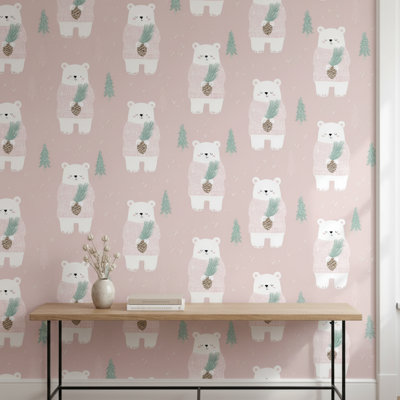 Murale rose moderne Modern Bears