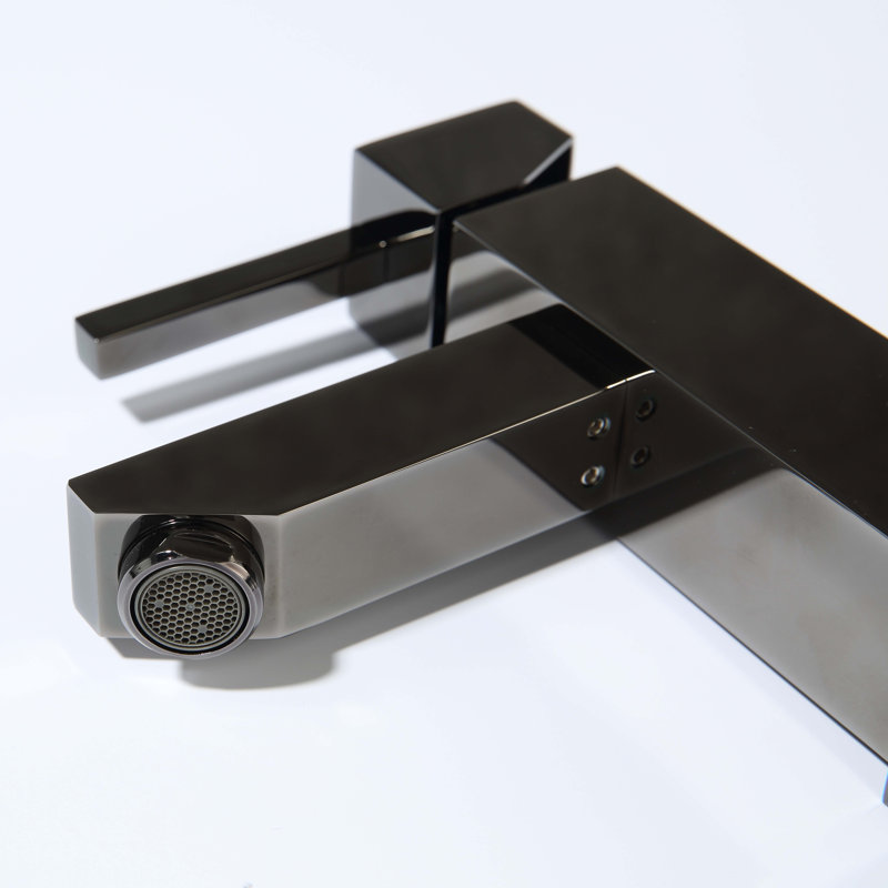 Robinet de salle de bains monotrou avec ensemble de drainage, Noir lustré