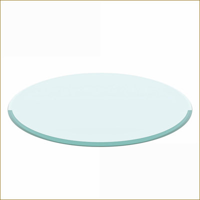 28" Round Tempered Glass Coffee Table Top, 1/2" Thick Beveled Edge, Easy-Clean & Durable