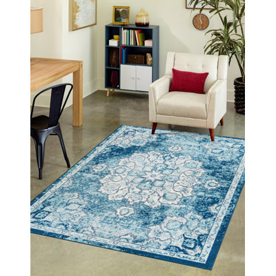 Tapis bleu / ivoire Beecham