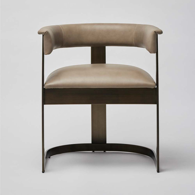 Darcy Leather Arm Chair, Fawn Taupe, Antique Bronze