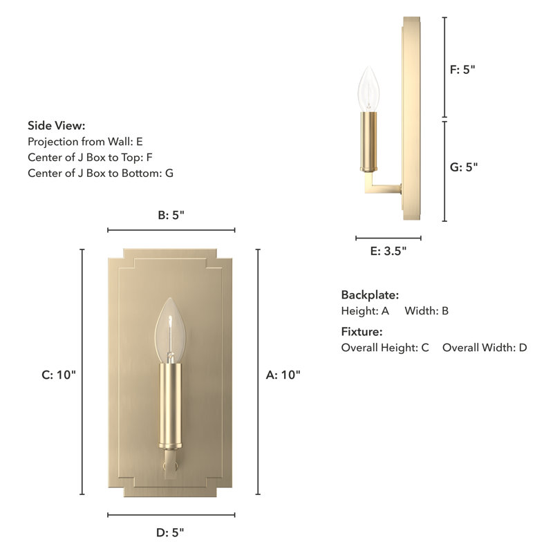 1 - Light Dimmable Candle Wall Light, Alturas Gold