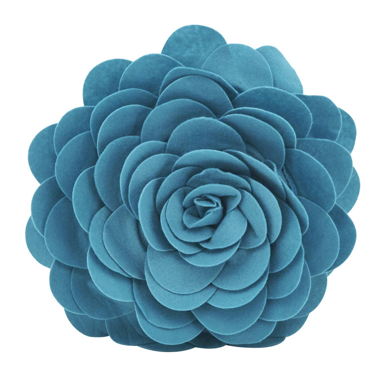 Felt Collection Appliqued Throw Pillow, Teal, 13" H x 13" W