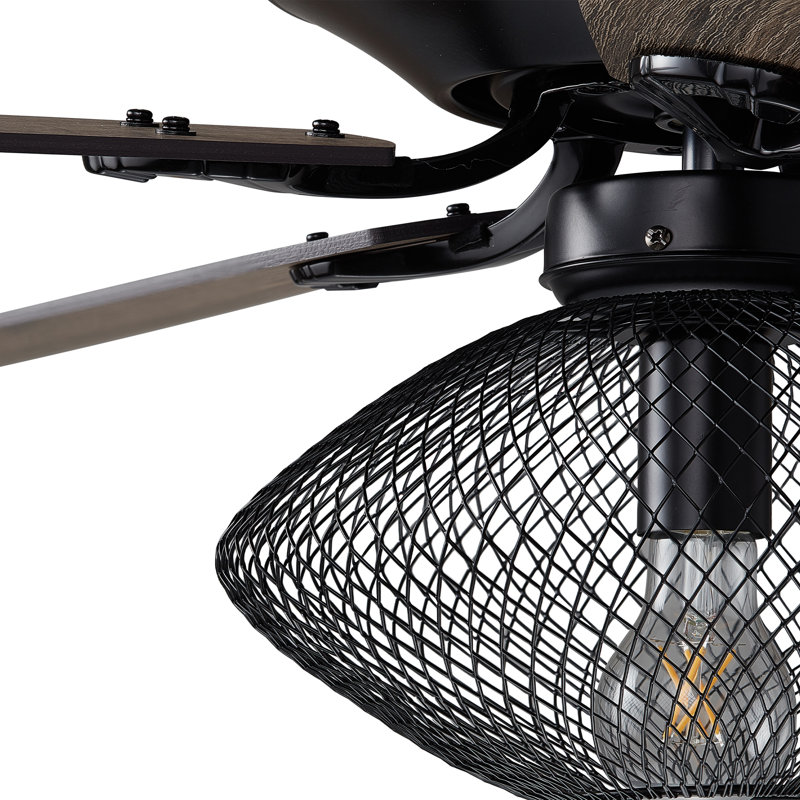 Ventilateur de plafond standard à 5 pales de 52 po avec télécommande et ensemble d'éclairage inclus