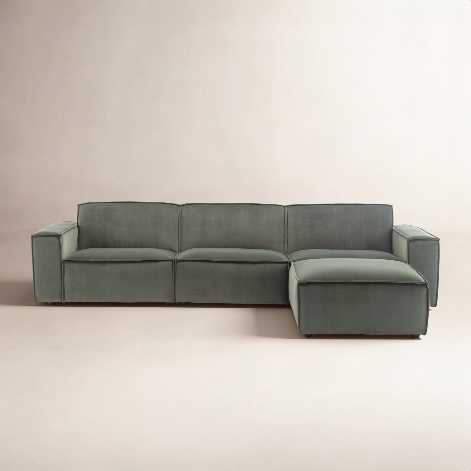 Shonnard Modular Sectional, Green Cotton Blend