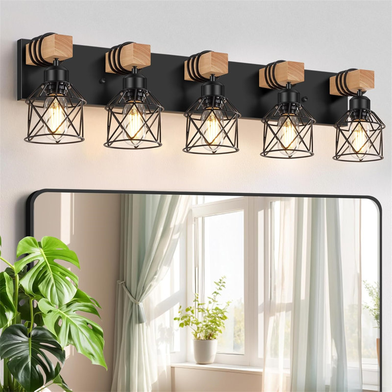 Dimmable Vanity Light, 5 Lights, Black