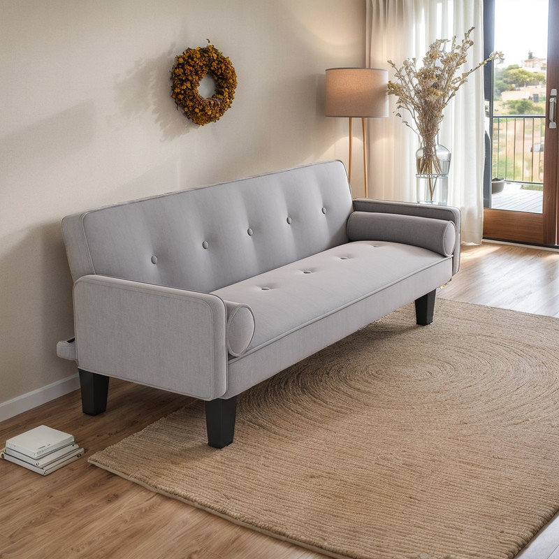 Canapé à accoudoirs carrés 71,6 po Blenda, Lin beige