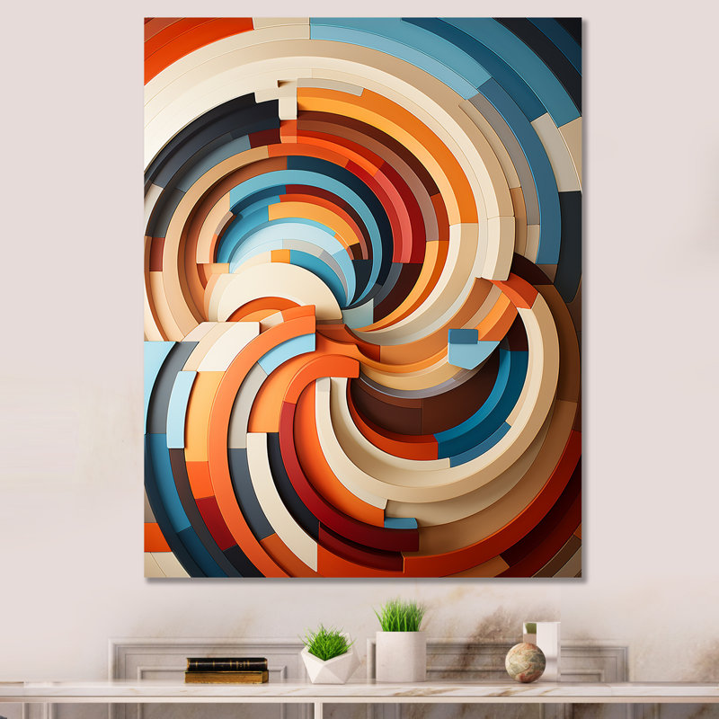«Echoing Ellipse Beige», art mural géométrique, H 20 po x l 12 po x P 1 po, Toile tendue